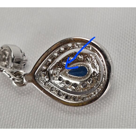 Sparkling Blue and Clear Stone Teardrop Earrings & Pendant Set - Picture 4 of 4